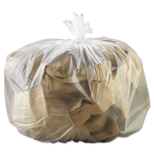 High Density Can Liners, 33 gal, 13 microns, 33" x 39", Natural, 25 Bags/Roll, 10 Rolls/Carton-(GEN333916)