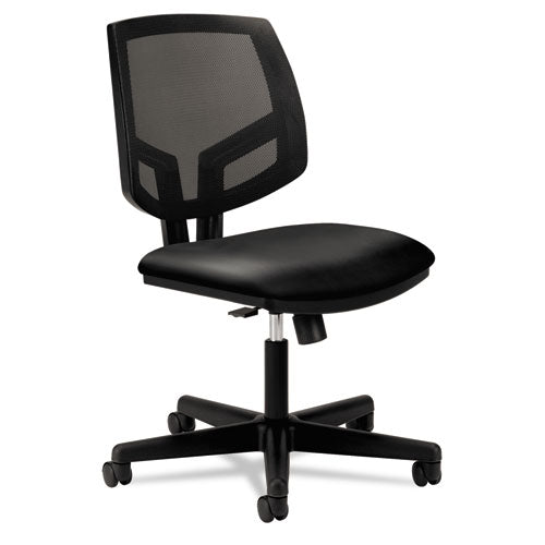 Volt Series Mesh Back Leather Task Chair with Synchro-Tilt, Supports Up to 250 lb, 18.13" to 22.38" Seat Height, Black-(HON5713SB11T)