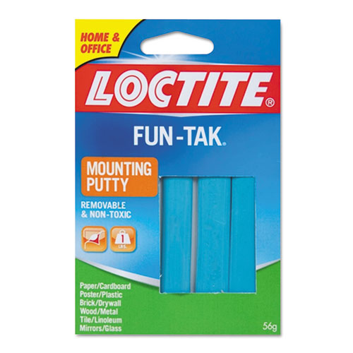 Fun-Tak Mounting Putty, Repositionable and Reusable, 6 Strips, 2 oz-(LOC1270884)