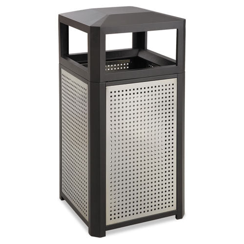 Evos Series Steel Waste Container, 15 gal, Steel, Black-(SAF9932BL)