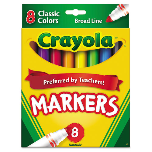 Non-Washable Marker, Broad Bullet Tip, Assorted Classic Colors, 8/Pack-(CYO587708)