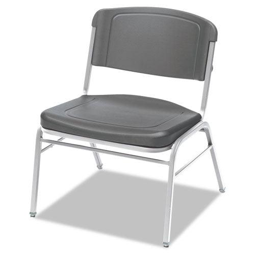 Rough n Ready Wide-Format Big and Tall Stack Chair, Supports 500 lb, 18.5" Seat Height, Charcoal Seat/Back, Silver Base, 4/CT-(ICE64127)