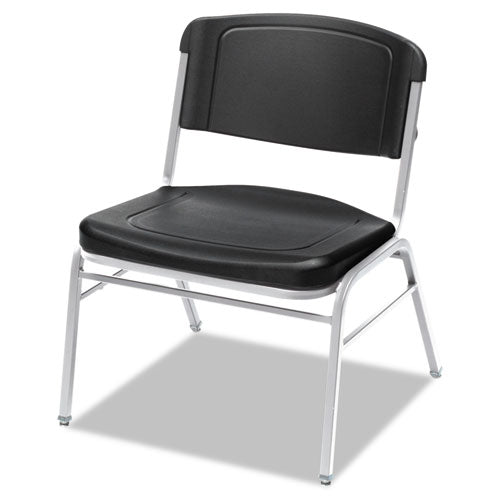 Rough n Ready Wide-Format Big and Tall Stack Chair, Supports 500lb, 18.5" Seat Height, Black Seat/Back, Silver Base, 4/Carton-(ICE64121)