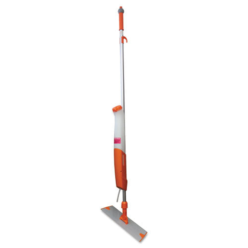 The Mopster Microfiber Bucketless Mop Handle, 18 x 3 Orange Microfiber Head, 54" Silver Aluminum Handle-(IMPLBH18)