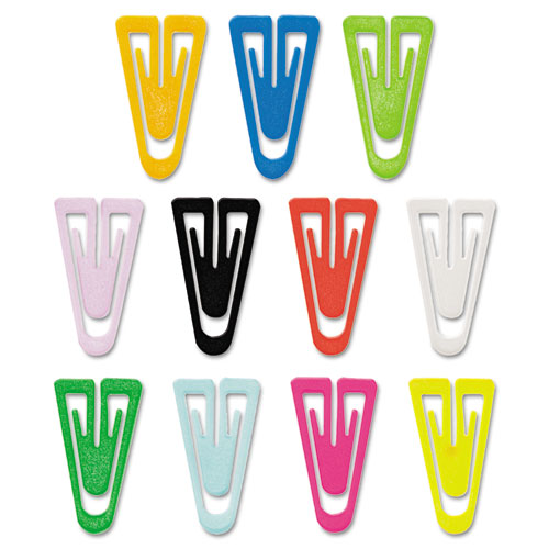 Plastic Paper Clips, Medium, Smooth, Assorted Colors, 500/Box-(GEMPC0300)