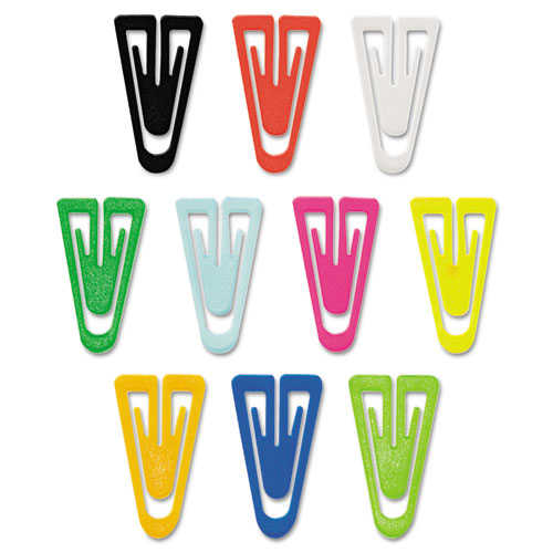 Plastic Paper Clips, Large, Smooth, Assorted Colors, 200/Box-(GEMPC0600)