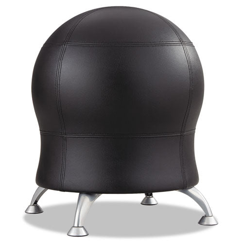 Zenergy Ball Chair, Backless, Supports Up to 250 lb, Black Vinyl Seat, Silver Base-(SAF4751BV)