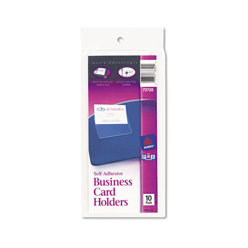 Self-Adhesive Top-Load Business Card Holders, Top Load, 3.5 x 2, Clear, 10/Pack-(AVE73720)