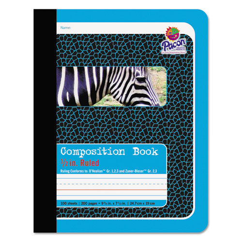 Composition Book, DNealian 1-3, Zaner-Bloser 2-3, Illustration Boxes/College Rule, Blue Cover, (100) 9.75 x 7.5 Sheets-(PAC2425)