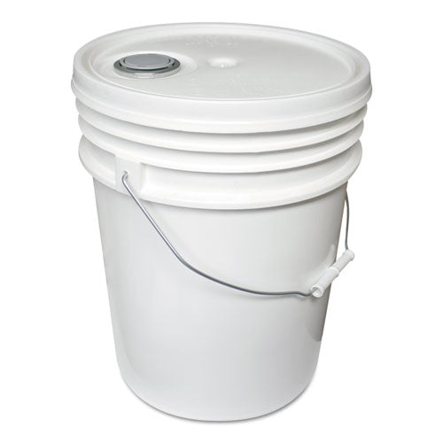 Utility Bucket with Lid, 5 gal, Polyethylene, White, 11.25" dia-(IMP5515)