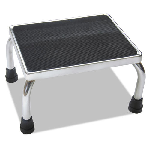 Foot Stool, 1-Step, 350 lb Capacity, 16 x 12 x 8.25, Steel, Chrome/Black Mat-(MIIMDS80430I)