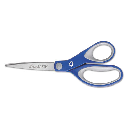 KleenEarth Soft Handle Scissors, 8" Long, 3.25" Cut Length, Blue/Gray Straight Handle-(ACM15554)