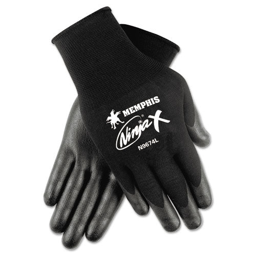 Ninja x Bi-Polymer Coated Gloves, Large, Black, Pair-(CRWN9674L)