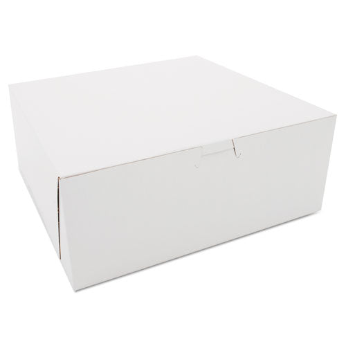 White One-Piece Non-Window Bakery Boxes, 10 x 10 x 4, White, Paper, 100/Carton-(SCH0973)