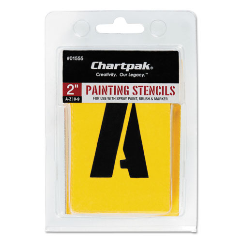 Professional Lettering Stencils, Painting Stencil Set, A-Z Set/0-9, 2", Manila, 35/Set-(CHA01555)