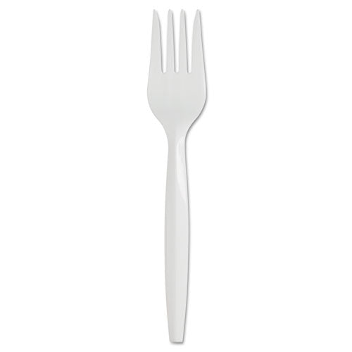 SmartStock Plastic Cutlery Refill, Fork, 5.8", Series-B Mediumweight, White, 40/Pack, 24 Packs/Carton-(DXESSF21P)