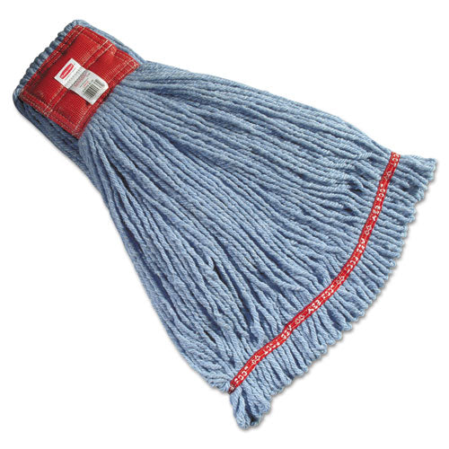 Web Foot Wet Mop Heads, Shrinkless, Cotton/Synthetic, Blue, Large-(RCPA253BLU)