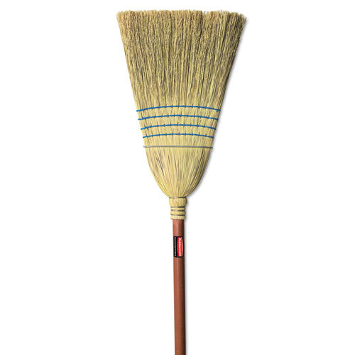 Corn-Fill Broom, Corn Fiber Bristles, 38" Overall Length, Blue-(RCP6383)