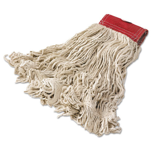 Super Stitch Cotton Looped End Wet Mop Head, Large, 5" Red Headband-(RCPD153)