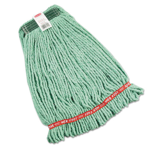 Web Foot Wet Mop Heads, Shrinkless, Cotton/Synthetic, Green, Medium-(RCPA212GRE)