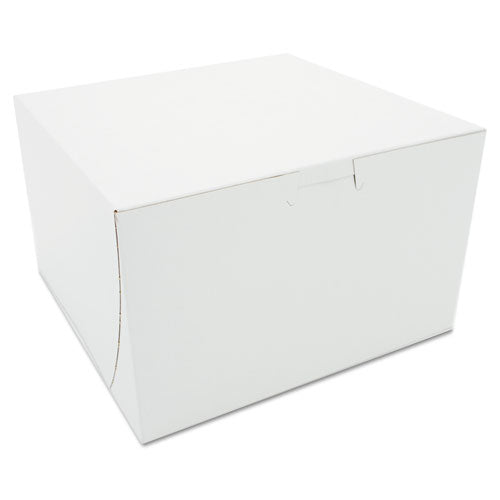 White One-Piece Non-Window Bakery Boxes, 8 x 8 x 5, White, Paper, 100/Carton-(SCH09455)