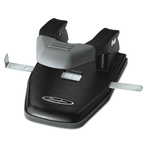 28-Sheet Comfort Handle Steel Two-Hole Punch, 1/4" Holes, Black/Gray-(SWI74050)