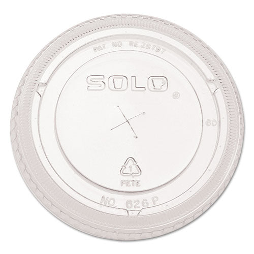 PETE Flat Straw-Slot Cold Cup Lids, Fits 16 oz to 24 oz, Clear, 100/Pack-(DCC626TSPK)
