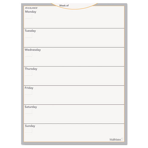 WallMates Self-Adhesive Dry Erase Weekly Planning Surfaces, 18 x 24, White/Gray/Orange Sheets, Undated-(AAGAW503028)