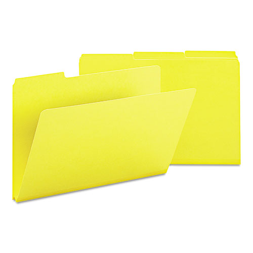 Expanding Recycled Heavy Pressboard Folders, 1/3-Cut Tabs: Assorted, Legal Size, 1" Expansion, Yellow, 25/Box-(SMD22562)