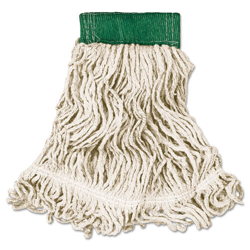 Super Stitch Looped-End Wet Mop Head, Cotton/Synthetic, Medium, Green/White-(RCPD252WHI)