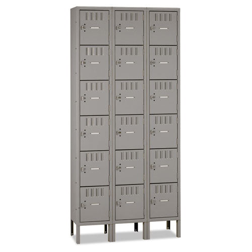 Box Compartments with Legs, Triple Stack, 36w x 18d x 78h, Medium Gray-(TNNBS61218123MG)