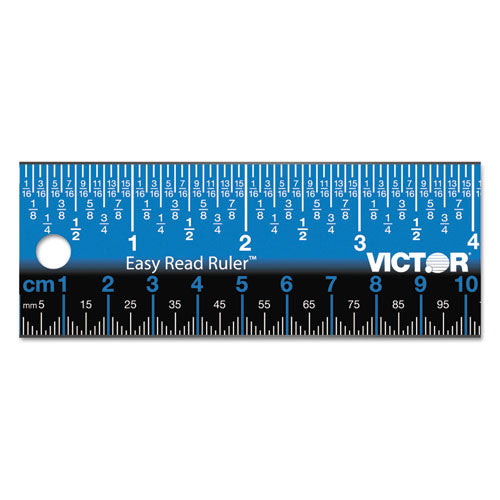 Easy Read Stainless Steel Ruler, Standard/Metric, 12".5 Long, Blue-(VCTEZ12SBL)