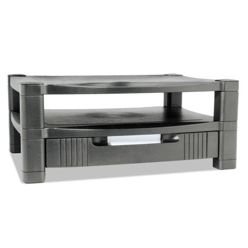 Two-Level Monitor Stand, 17" x 13.25" x 3.5" to 7", Black, Supports 50 lbs-(KTKMS480)