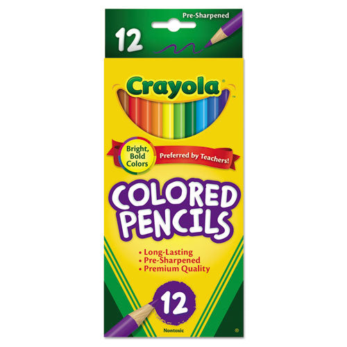 Long-Length Colored Pencil Set, 3.3 mm, 2B (#1), Assorted Lead/Barrel Colors, Dozen-(CYO684012)