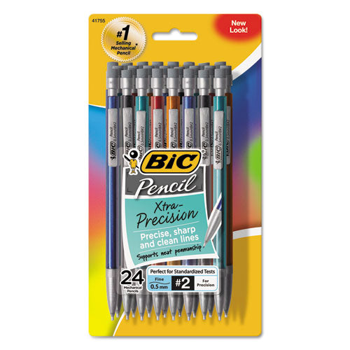 Xtra-Precision Mechanical Pencil Value Pack, 0.5 mm, HB (#2.5), Black Lead, Assorted Barrel Colors, 24/Pack-(BICMPLMFP241)