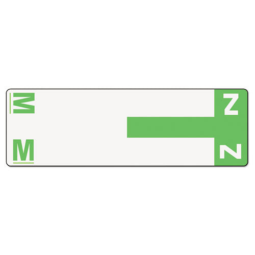 AlphaZ Color-Coded First Letter Combo Alpha Labels, M/Z, 1.16 x 3.63, Light Green/White, 5/Sheet, 20 Sheets/Pack-(SMD67164)