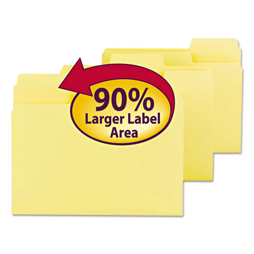 SuperTab Colored File Folders, 1/3-Cut Tabs: Assorted, Letter Size, 0.75" Expansion, 11-pt Stock, Yellow, 100/Box-(SMD11984)