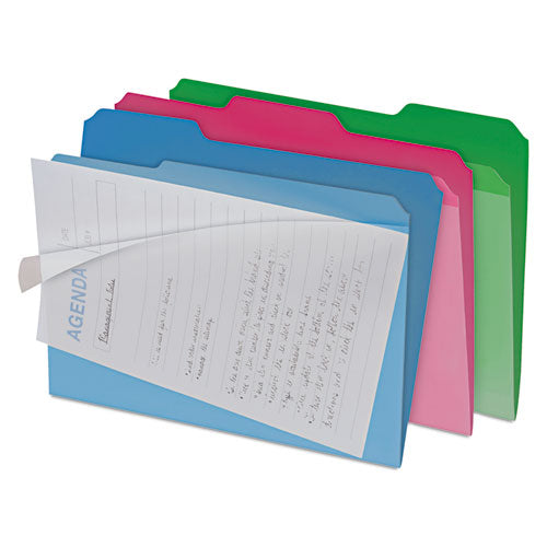 Clear View Interior File Folders, 1/3-Cut Tabs: Assorted, Letter Size, Assorted Colors, 6/Pack-(IDEFT07187)