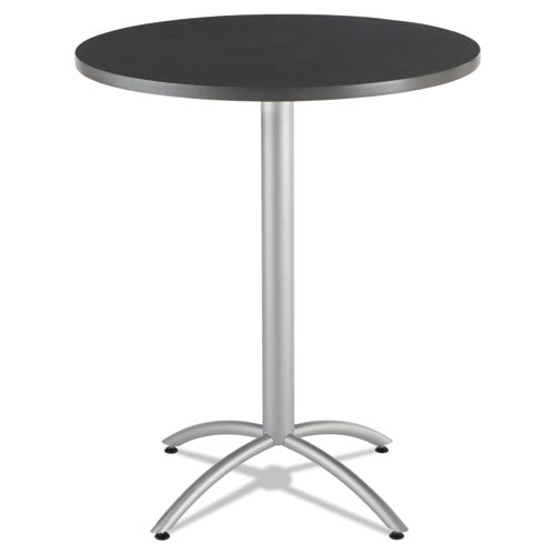 CafeWorks Table, Bistro-Height, Round Top, 36" Diameter x 42h, Graphite Granite/Silver-(ICE65668)