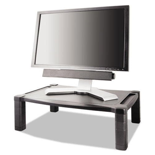 Wide Deluxe Two-Level Monitor Stand, 20" x 13.25" x 3" to 6.5", Black, Supports 50 lbs-(KTKMS500)