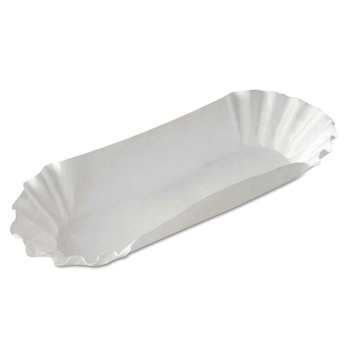 Medium Weight Fluted Hot Dog Trays, 8", White, Paper, 250/Pack, 12 Packs/Carton-(DXEHD8050)