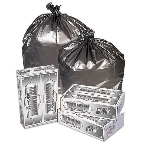 Titanium Low-Density Can Liners, 45 gal, 1.7 mil, 39" x 47", Silver, 50/Carton-(PITTI3947S)