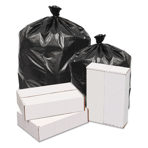 Waste Can Liners, 60 gal, 1.6 mil, 38" x 58", Black, 10 Bags/Roll, 10 Rolls/Carton-(GEN385820)