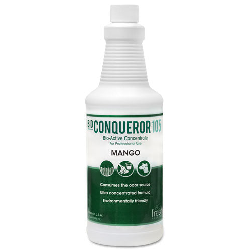 Bio Conqueror 105 Enzymatic Odor Counteractant Concentrate, Mango, 32 oz Bottle, 12/Carton-(FRS1232BWBMG)