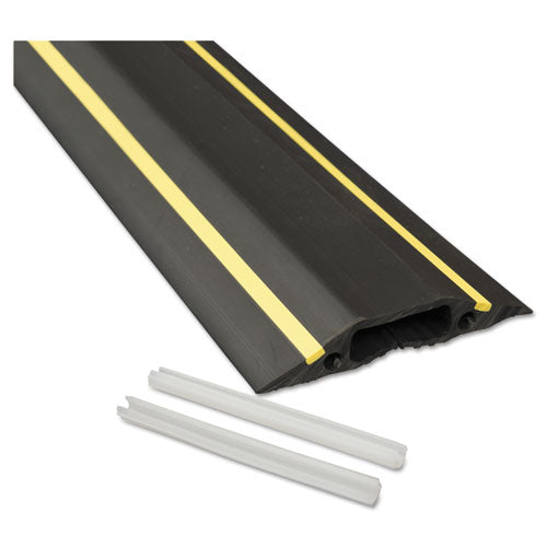 Medium-Duty Floor Cable Cover, 3.25 x 0.5 x 6 ft, Black with Yellow Stripe-(DLNFC83H)