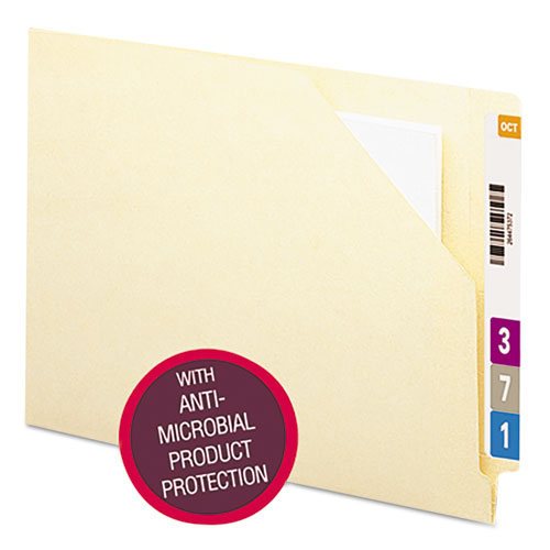 End Tab File Jacket with Antimicrobial Product Protection, Shelf-Master Reinforced Straight Tab, Letter Size, Manila, 100/Box-(SMD75715)