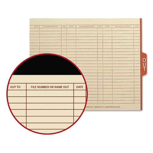Manila Out Guides with Printed Form, 1/5-Cut End Tab, Out, 8.5 x 11, Manila, 100/Box-(SMD61910)