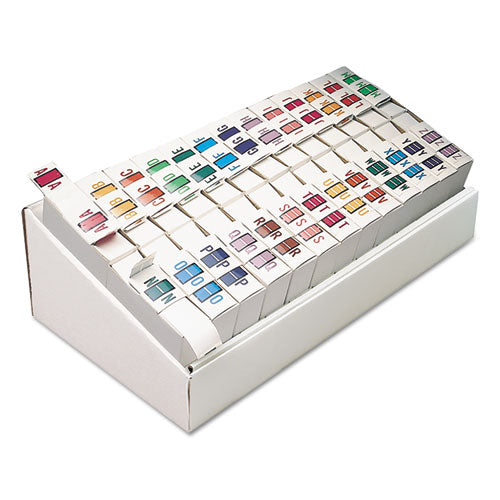 A-Z Color-Coded End Tab Filing Labels, A-Z, 1 x 1.25, White, 500/Roll, 26 Rolls/Box-(SMD67070)