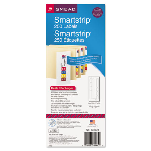 Color-Coded Smartstrip Refill Label Forms, Laser Printer, Assorted, 1.5 x 7.5, White, 250/Pack-(SMD66004)