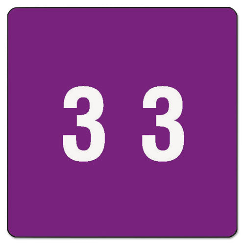 Numerical End Tab File Folder Labels, 3, 1.5 x 1.5, Purple, 250/Roll-(SMD67423)